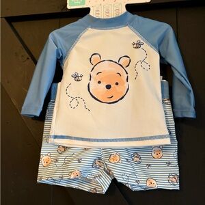 Disney Blue and White Rashguard with Bear and Bee Design
